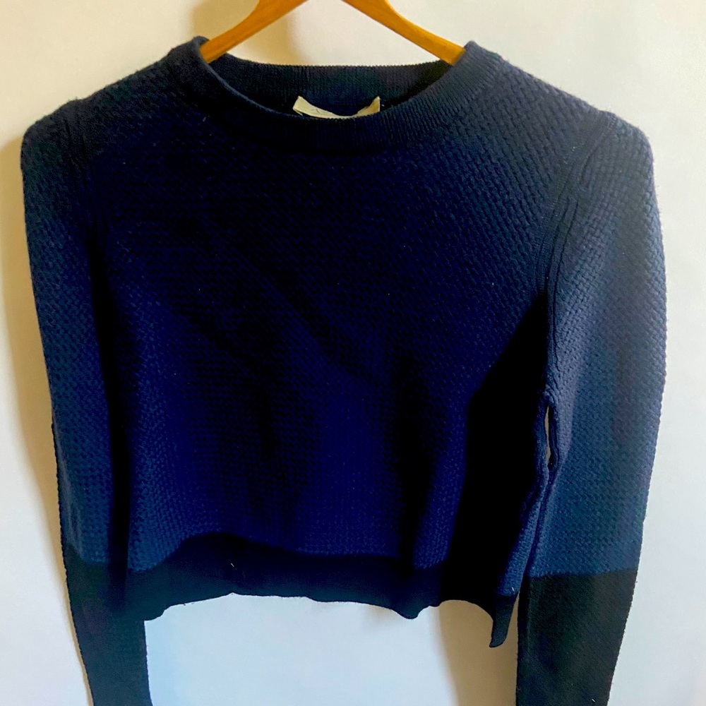 A.L.C. | navy and black cropped cashmere sweater